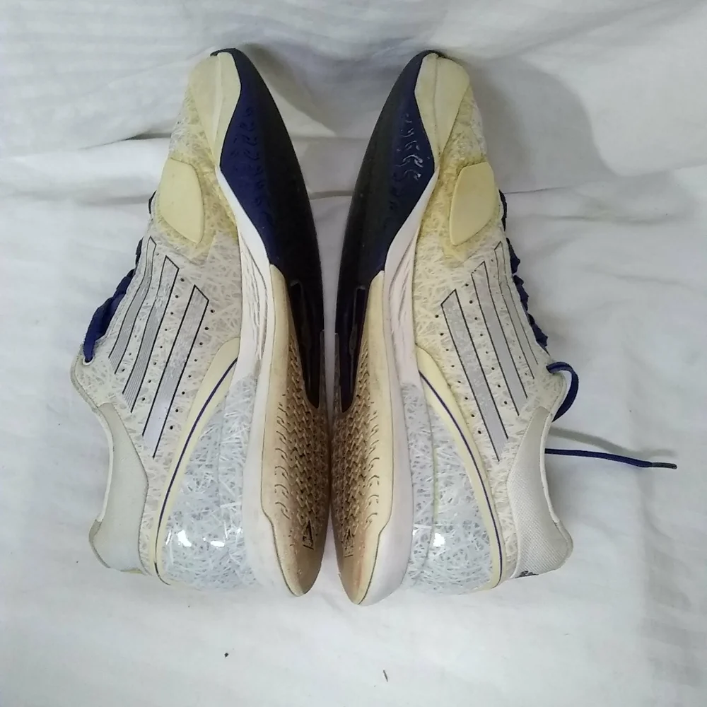 Adidas Mens/WO' Sneakers Leather Blue White Speckled Adizero Feather ll  Sz 10
